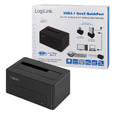HDD Dockingstation LogiLink Quickport USB 3.1 Gen 2 1-Port f 2,53,5 SATA HDDSSD QP0027