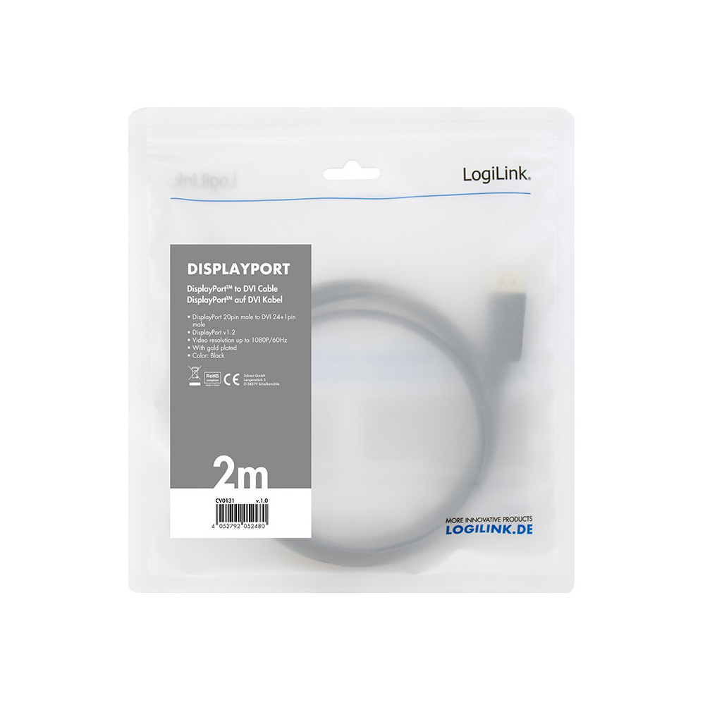 Cle LogiLink DP zu DVI - 2m