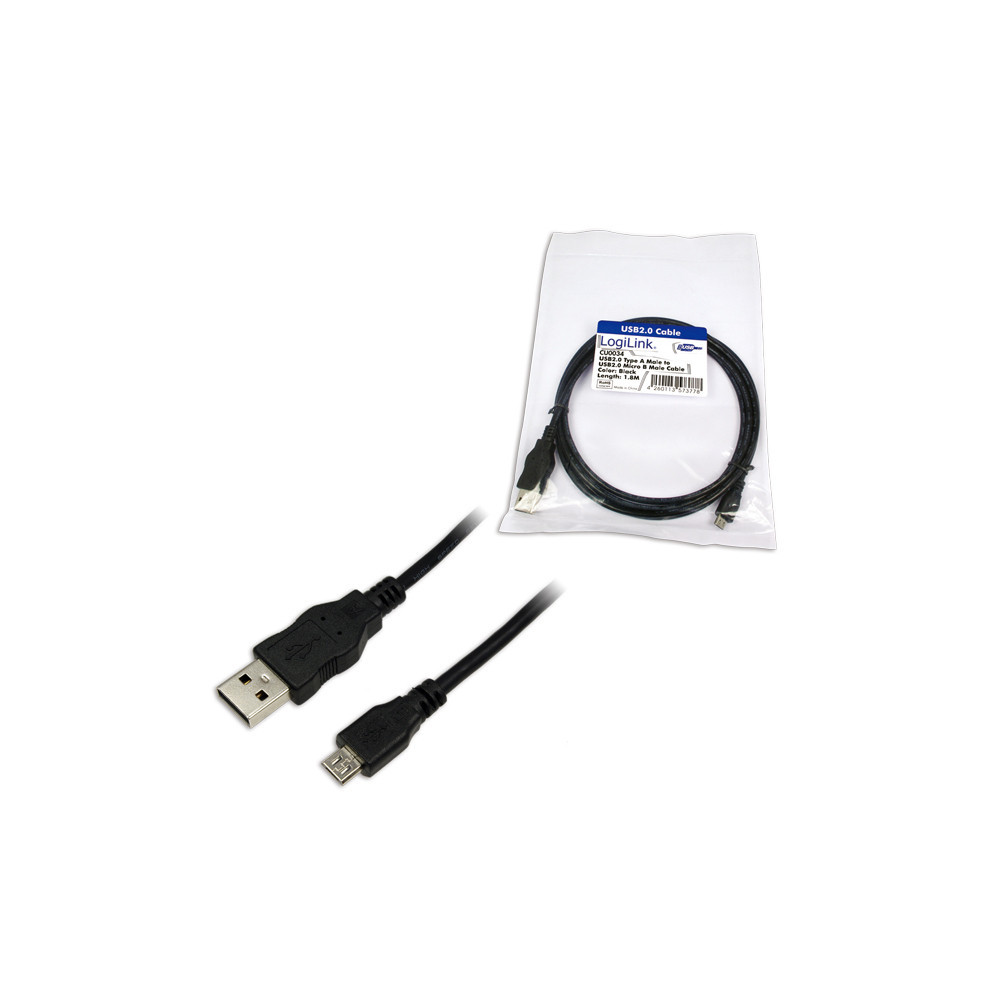 Cle LogiLink USB 2.0 Cle USB-AM zu Micro-USBM 1,8 m CU0034