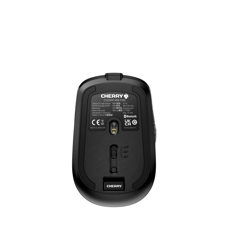 Mouse Cherry MW 9100 - (JW-9100-2) - 6 Tasten - Clelos - 2.4 GHz, Bluetooth 4.0 - Cleloser Empfger (USB)