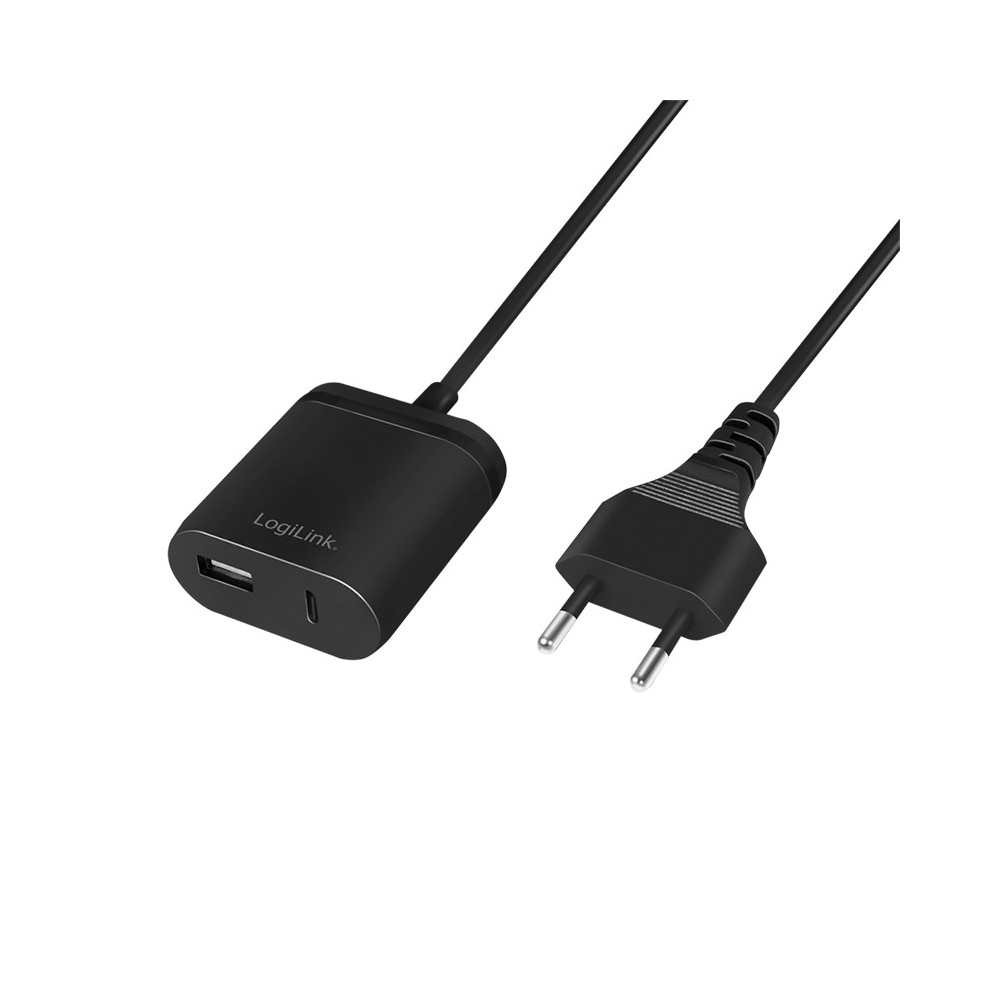 LogiLink Dual-USB-Ladeadapter mit 1,5 m FestCle 1x USB-A 1x USB-C 12 W PA0256 LogiLink Dual-USB-Ladeadapter mit 1,5 m FestCle 1x USB-A 1x USB-C 12 W PA0256