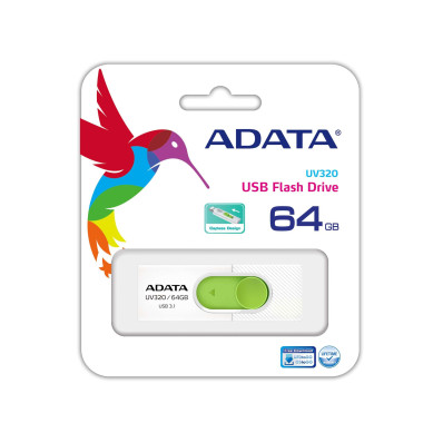 ADADF029108 ADATA Clé USBUV320 64GB USB3.0 Blanc et Vert