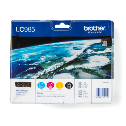 BROCO015401 Encre Brother Multipack LC985 Black + 3 couleurs
