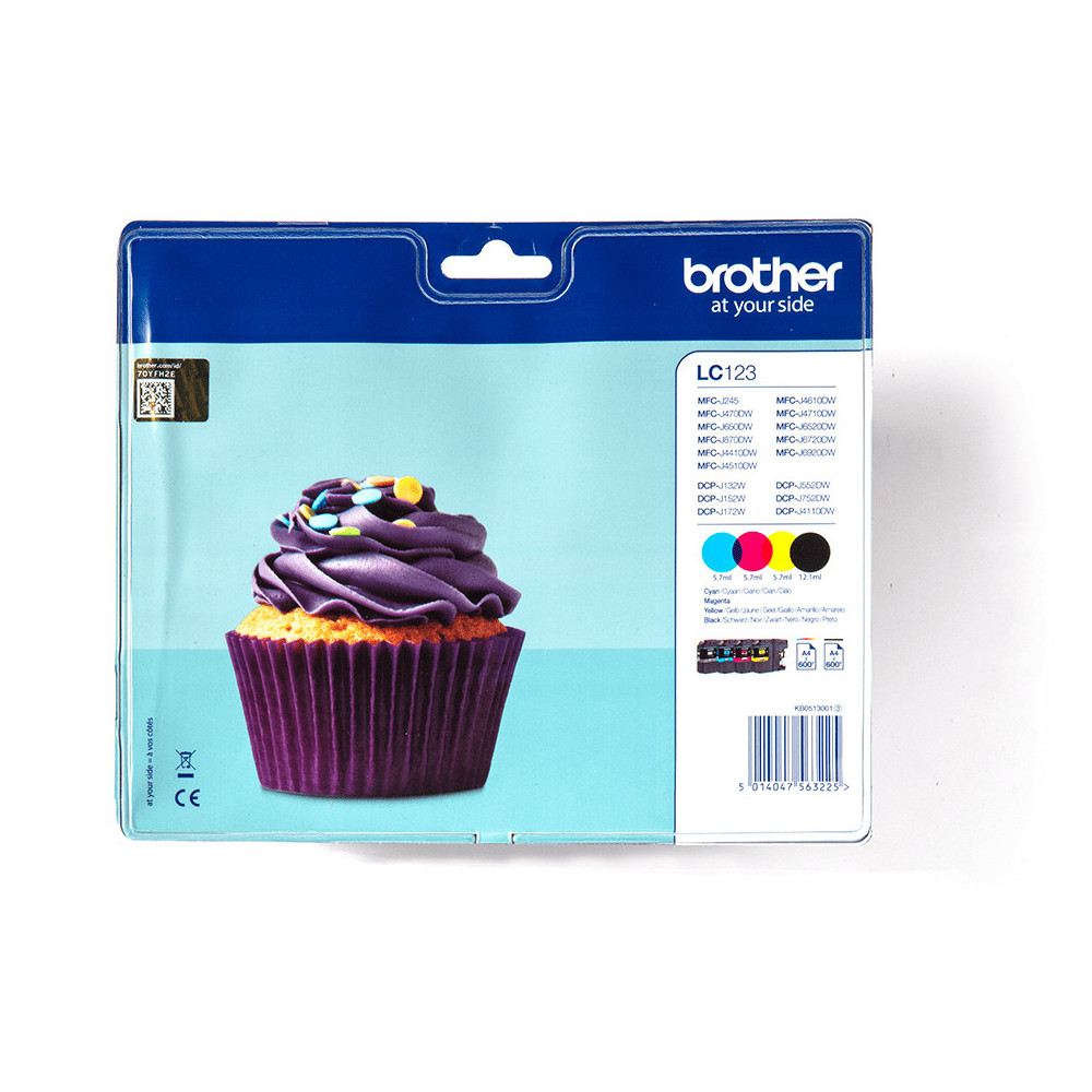 BROCO021259 Encre Brother Multipack LC123 Black + 3 couleurs BROCO021259 Encre Brother Multipack LC123 Black + 3 couleurs