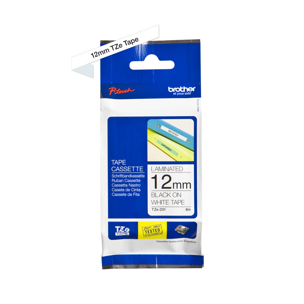 BROETI25879 TZE-231 Ruban 12mm Noir Blanc