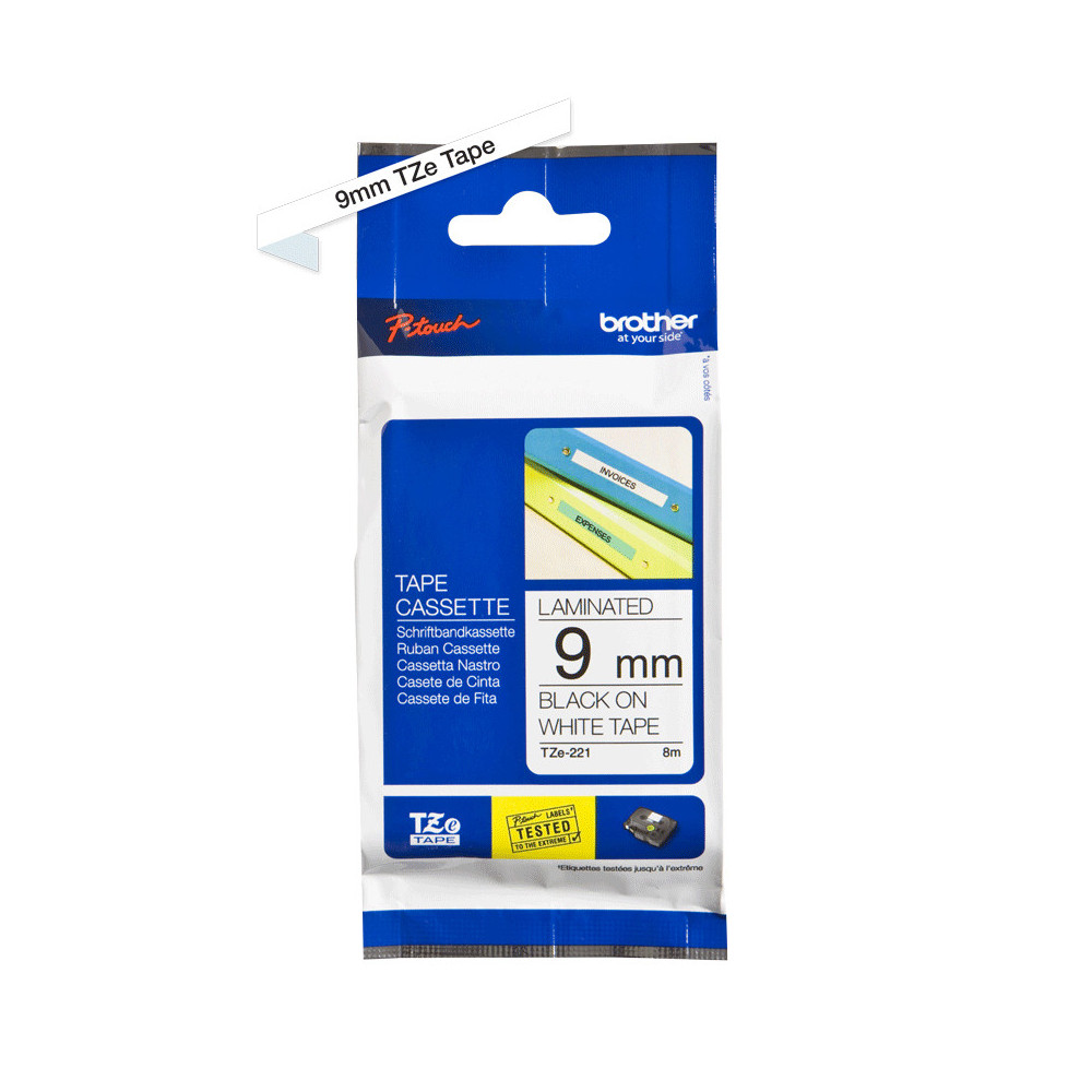 BROETI25880 TZE-221 Ruban 9mm Noir Blanc