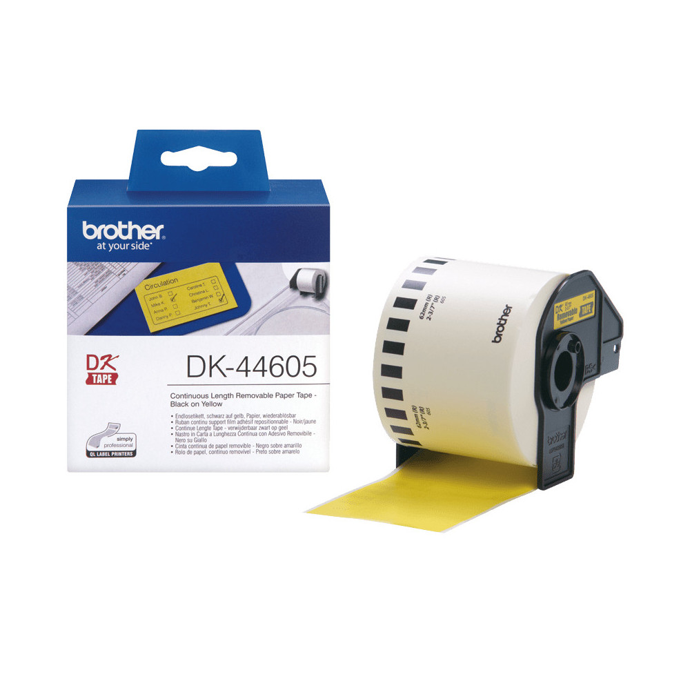 BROETI28384 BROTHER DK44605 Etiquettes 62mm x 30.48M JAUNE BROETI28384 BROTHER DK44605 Etiquettes 62mm x 30.48M JAUNE