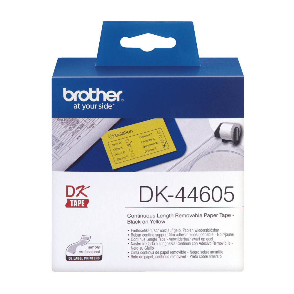 BROETI28384 BROTHER DK44605 Etiquettes 62mm x 30.48M JAUNE