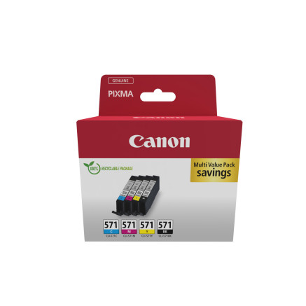 CANCO024828 MultiPack CLI-571 Noire + 3 Couleurs Cyan Magenta Yellow