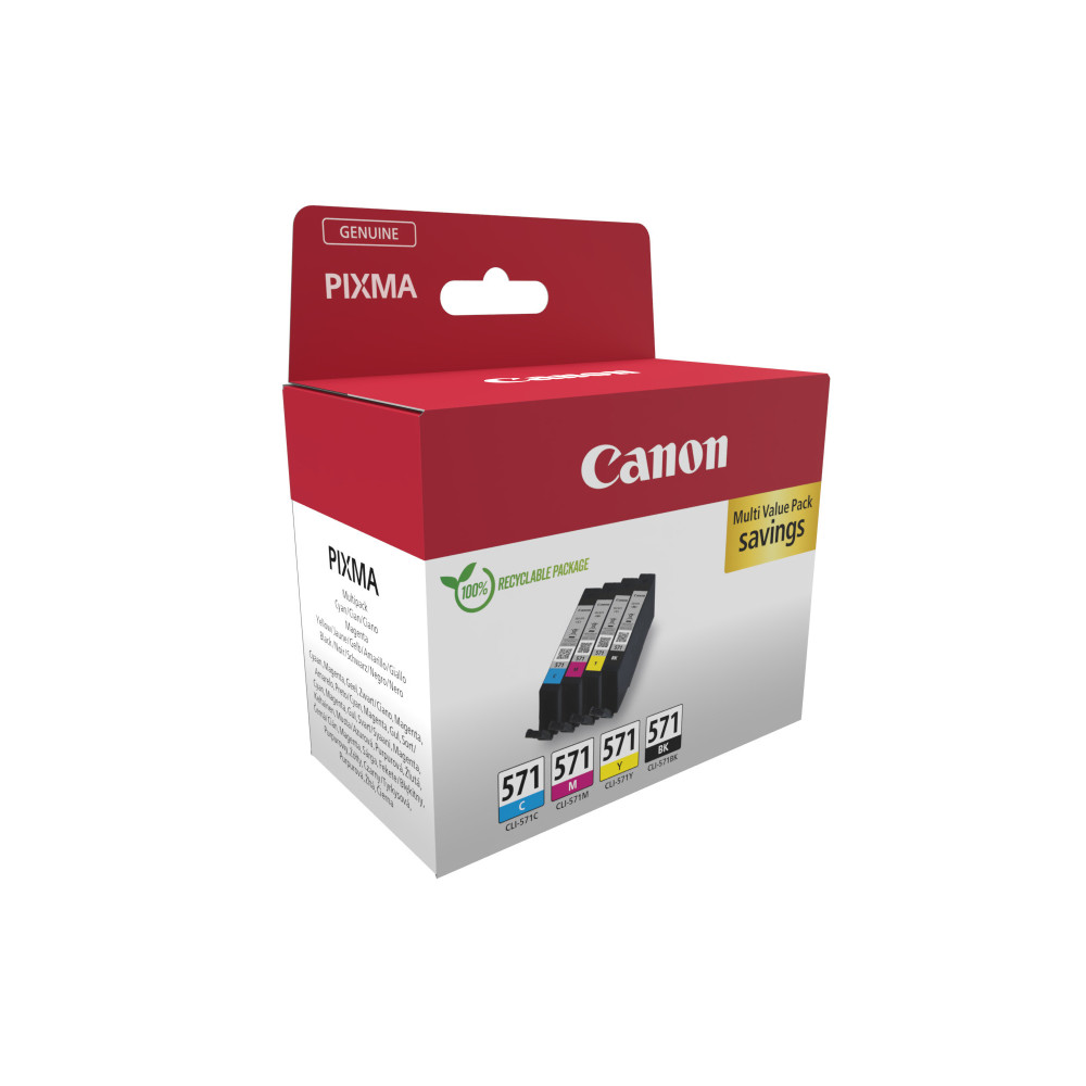 CANCO024828 MultiPack CLI-571 Noire + 3 Couleurs Cyan Magenta Yellow