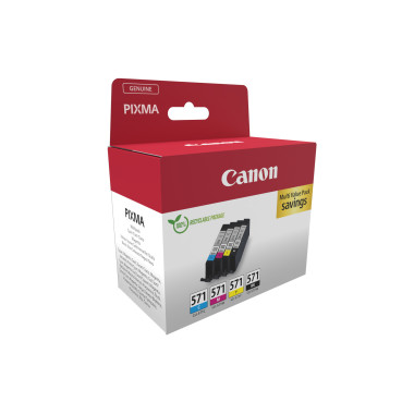 CANCO024828 MultiPack CLI-571 Noire + 3 Couleurs Cyan Magenta Yellow