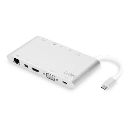 DIGUS030728 Station d'accueil universelle, USB Type C, 4K, HDMI, MiniDP, VGA, 1 USB 3.1 C PD