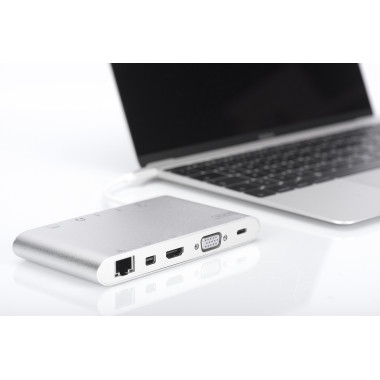 DIGUS030728 Station d'accueil universelle, USB Type C, 4K, HDMI, MiniDP, VGA, 1 USB 3.1 C PD