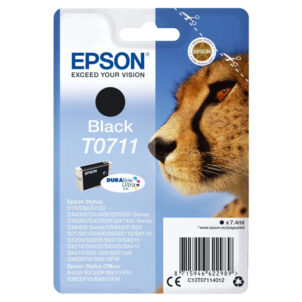 EPSCO008196 T0711 Durabrite Ultra Noir pour D78 DX4050 5050 6050 EPSCO008196 T0711 Durabrite Ultra Noir pour D78 DX4050 5050 6050