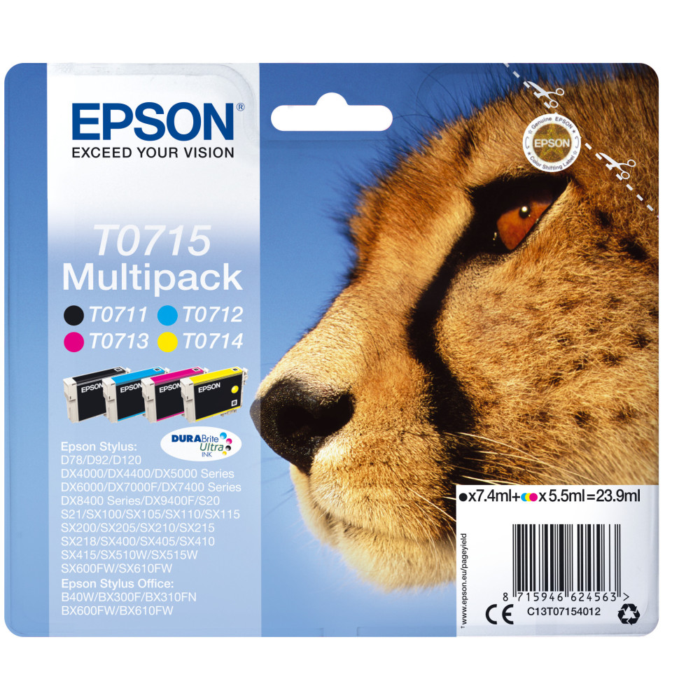 EPSCO010356 Multipack DURABrite T071540 série T071 Noir + 3 couleurs CMJ EPSCO010356 Multipack DURABrite T071540 série T071 Noir + 3 couleurs CMJ