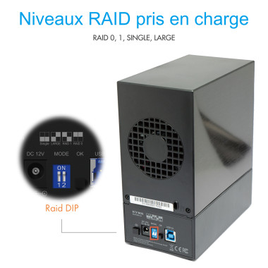 ICBBT032768 ICY BOX IB-RD3621U3 - Boitier 2 baies RAID pour HDD 3.5p