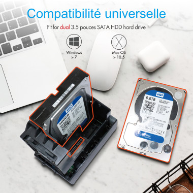 ICBBT032768 ICY BOX IB-RD3621U3 - Boitier 2 baies RAID pour HDD 3.5p
