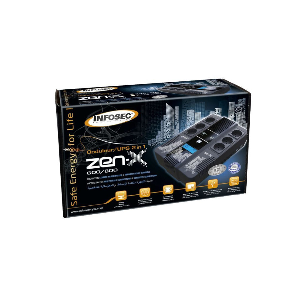 INFON027927 Onduleur INFOSEC Inline Zen-X 800 VA 480W 6p Schuko 1 LED