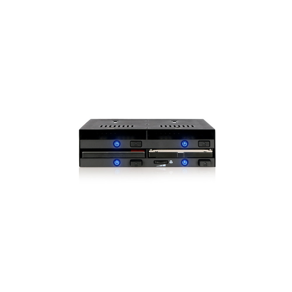 ICYMB027718 MB524SP-B Rack Amovible 4 baies SAS   SATA HDD   SSD 2.5p pour baie de 5.25p