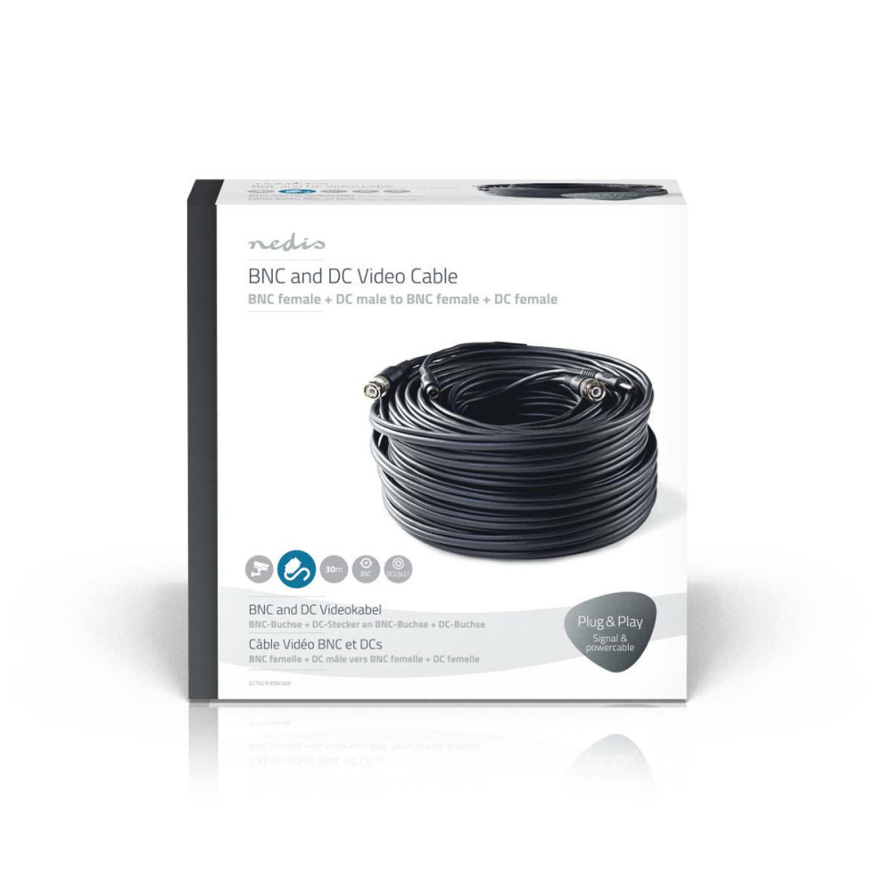 NEDAU032220 Cable coaxial RG59 + alimentation DC 30m