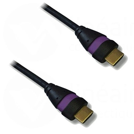 NONVI018571 Cordon HDMI 2.0 Ethernet 1.5m A-A M-M Noir Mauve