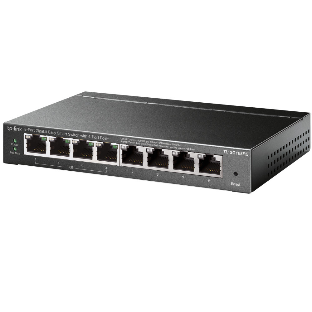 TPLSW027049 TP-LINK Switch 8 ports 10 100 1000 Mbps dont 4 PoE (Budget 55 W)