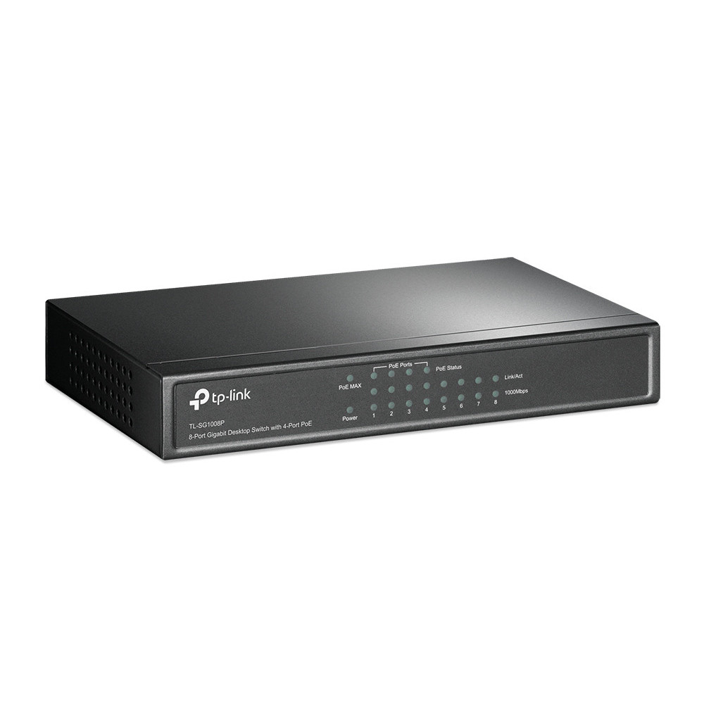 TPLSW020160 TP-LINK Switch 8 ports 10 100 1000 Mbps dont 4 PoE (Budget 55 W)