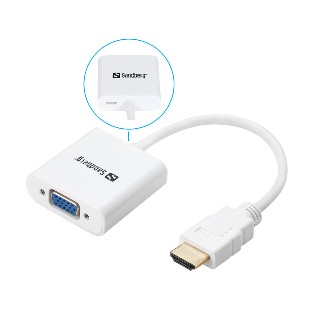 Sandberg HDMI VGA (ST-BU) Adapter Weiß Sandberg HDMI VGA (ST-BU) Adapter Weiß