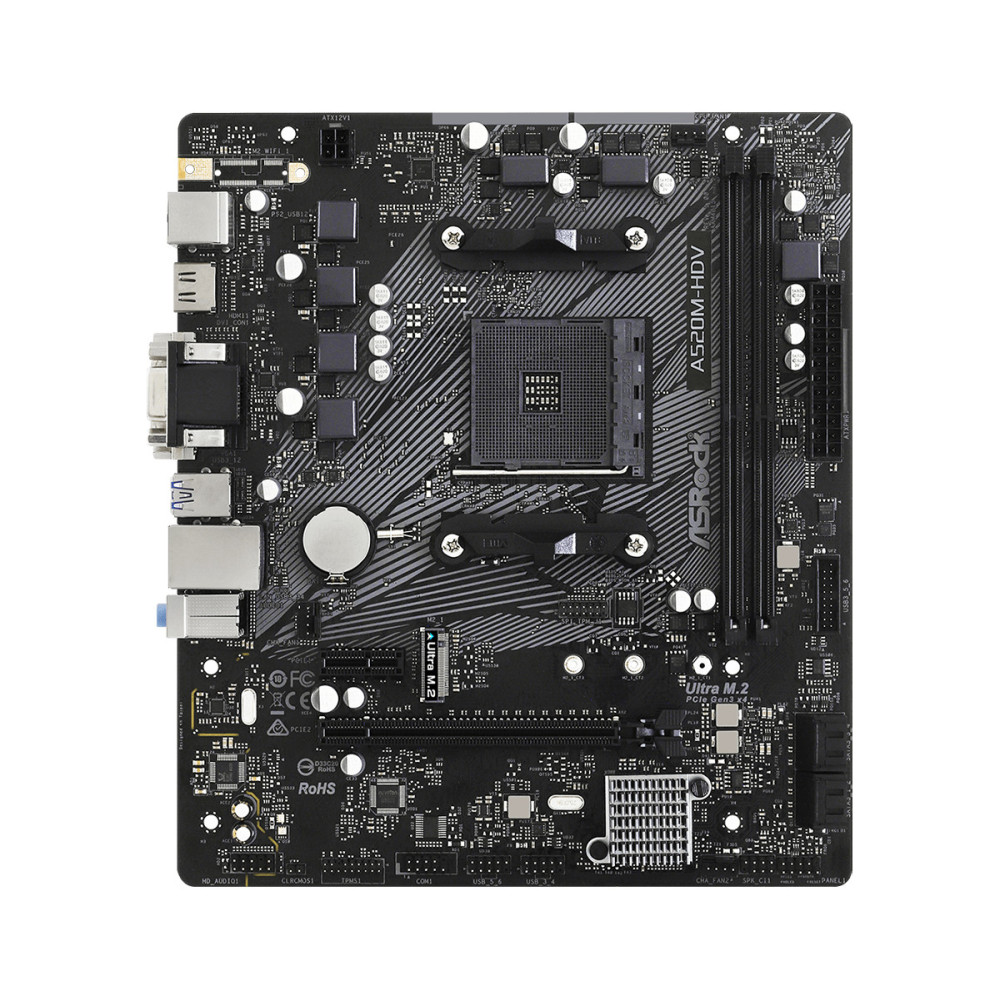 ASRCM035522 ASROCK A520M-HDV - MATX - AM4 - 2x DDR4 - VGA - DVI - HDMI