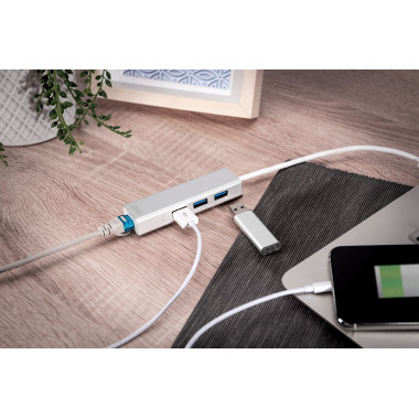 DIGCV027095 DIGITUS DA-70250 Hub USB 3.0 3 ports et adaptateur Gigabit LAN