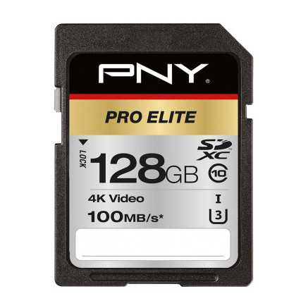 PNYMF037591 PNY PRO ELITE SDXC Carte SD 128Go - CLASSE 10 - 100GB S - UHS-I  U3 - 4K