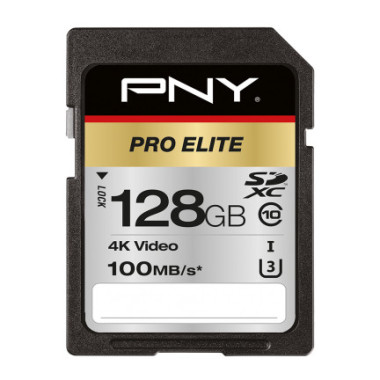 PNYMF037591 PNY PRO ELITE SDXC Carte SD 128Go - CLASSE 10 - 100GB S - UHS-I  U3 - 4K