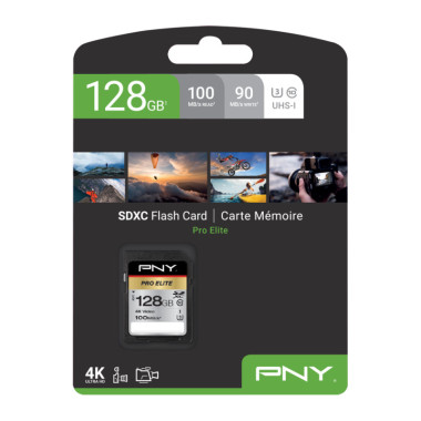 PNYMF037591 PNY PRO ELITE SDXC Carte SD 128Go - CLASSE 10 - 100GB S - UHS-I  U3 - 4K