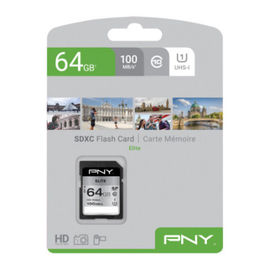 PNYMF037590 PNY ELITE SDXC 64Go - CLASSE 10 - 100GB S - UHS-I