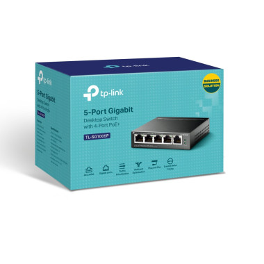 TPLSW032310 TP-LINK Switch 5 ports 10 100 1000 Mbps dont 4 PoE (Budget 56 W)