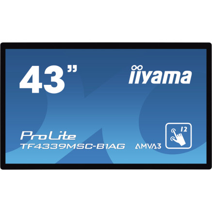IIYEC138101 IIY 43p Tactile PCAP AMVA3 LED sans cadre 12 points 1920x1080 24 7 VGA 2xHDMI DP