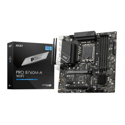 MSICM043477 MSI PRO B760M-A WIFI - INTEL LGA 1700 - MATX - 4x DDR5 - 2x PCIE X16 - 2x HDMI -