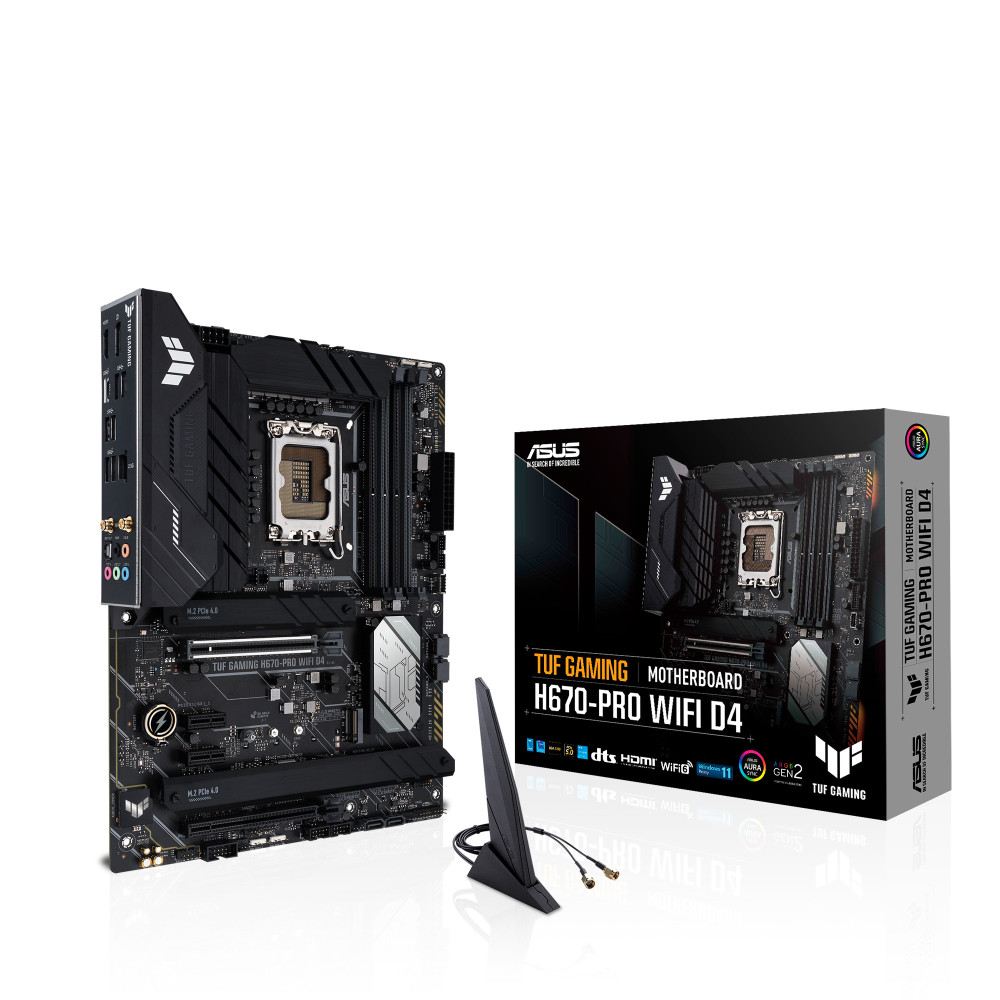 ASUCM043391 ASUS TUF GAMING H670-PRO WIFI D4 - ATX - INTEL LGA 1700 - 4x DDR4 - 2x PCIE - 4x ASUCM043391 ASUS TUF GAMING H670-PRO WIFI D4 - ATX - INTEL LGA 1700 - 4x DDR4 - 2x PCIE - 4x