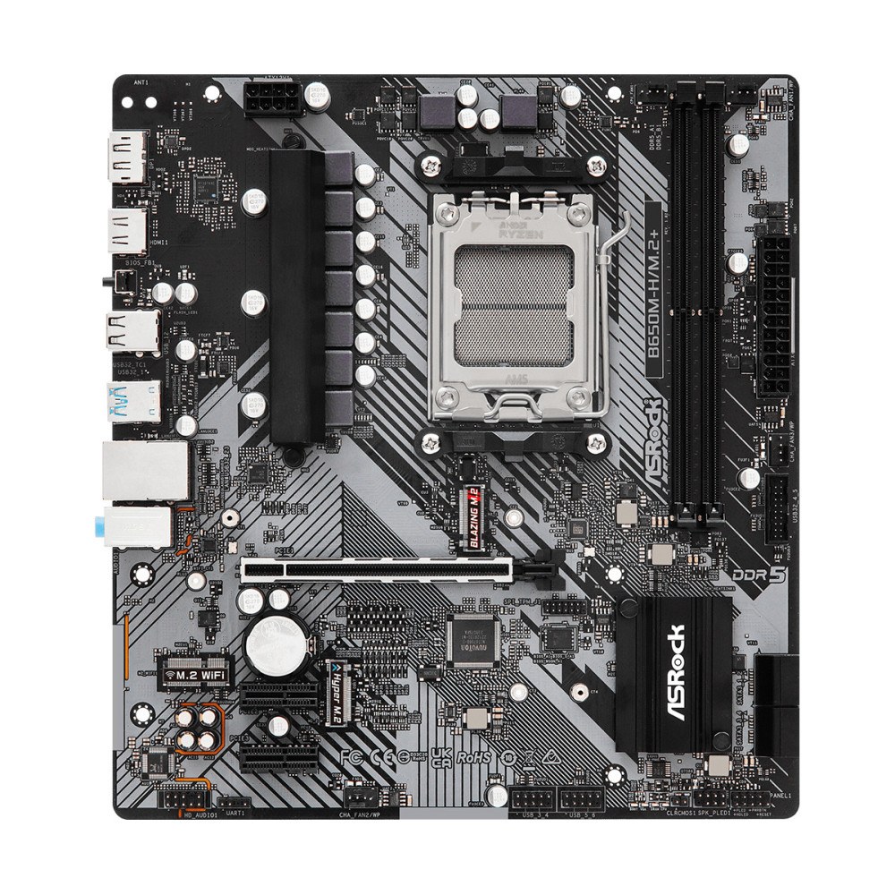 ASRCM043177 ASROCK B650M-H M.2+ - MATX - AMD B650 - AM5 - 2x DDR5 - 2x M.2