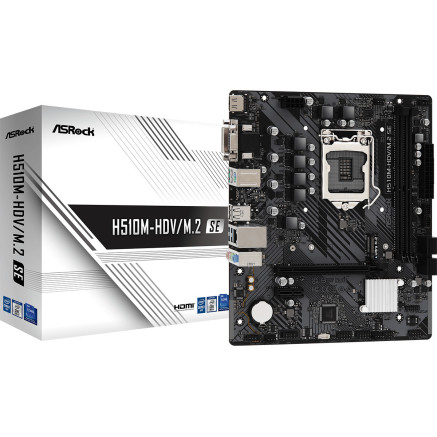 ASRCM042855 ASROCK H510M-HDV M.2 SE - MATX - INTEL LGA 1200 - 2x DDR4 - M.2 - VGA - DVI - HD