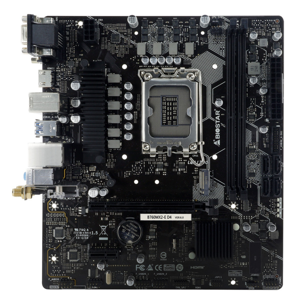 BIOCM041416 BIOSTAR B760MX2-E D4 - MATX - LGA 1700 - 2x DDR4 - HDMI - DVI - VGA - 1x M.2