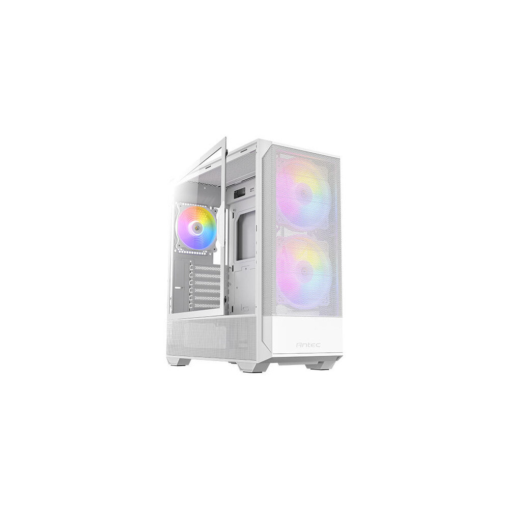 Antec NX416L - Mid tower - ATX - panneau latéral fenêtré (verre trempé) - pas d'alimentation - blanc - USB Audio