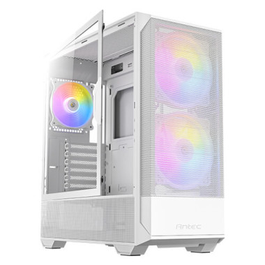 Antec NX416L - Mid tower - ATX - panneau latéral fenêtré (verre trempé) - pas d'alimentation - blanc - USB Audio