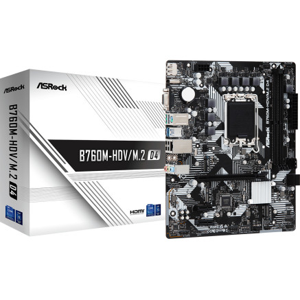 ASRCM040963 ASROCK B760M-HDV M.2 D4 - MATX - LGA 1700 - 2x DDR4 - HDMI - DP - 2x M.2