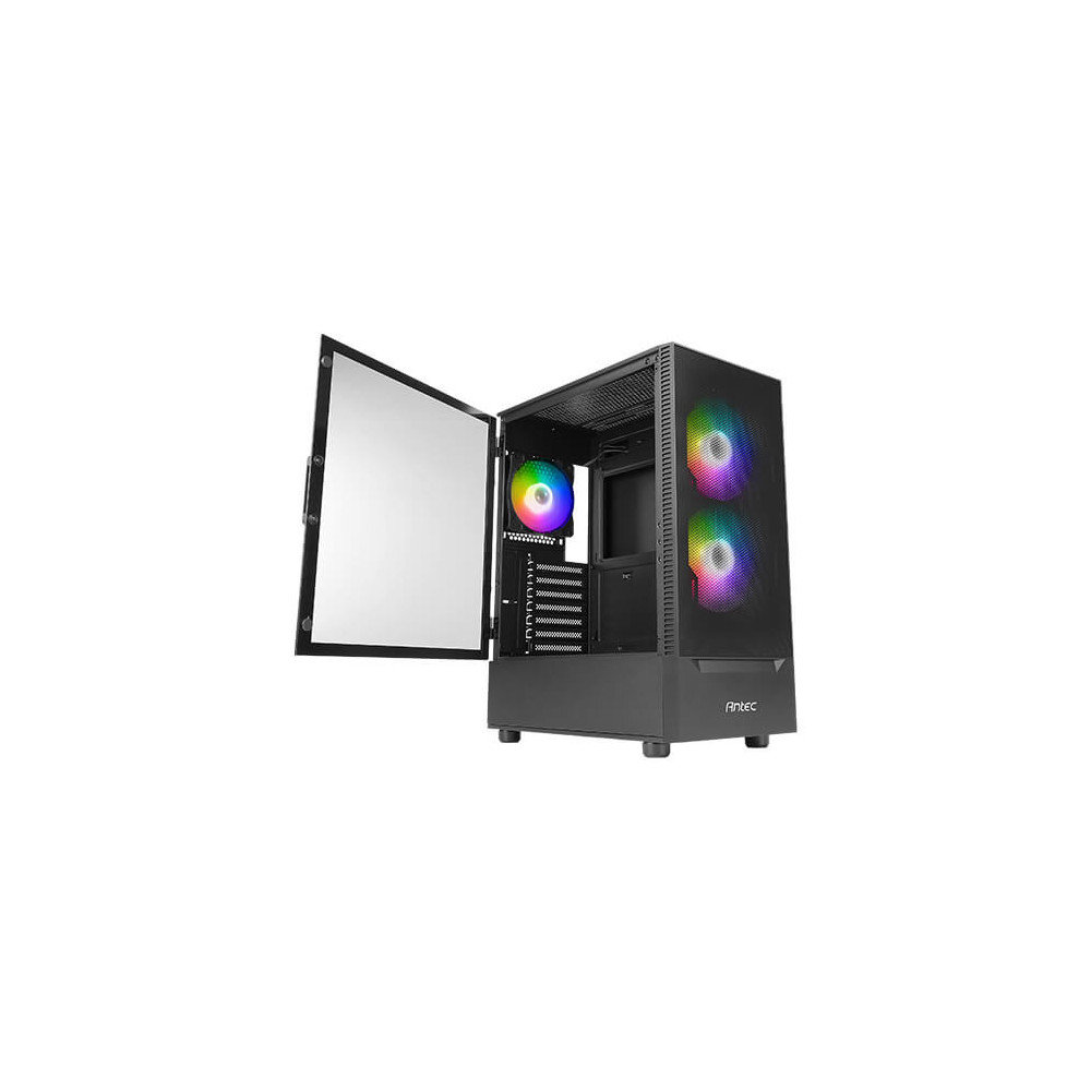 Antec NX Series NX410 - Mid tower - ATX - panneau latéral fenêtré (verre trempé) - pas d'alimentation - noir - USB Audio