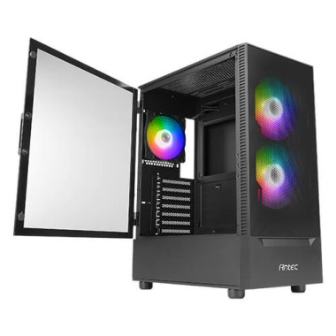 Antec NX Series NX410 - Mid tower - ATX - panneau latéral fenêtré (verre trempé) - pas d'alimentation - noir - USB Audio