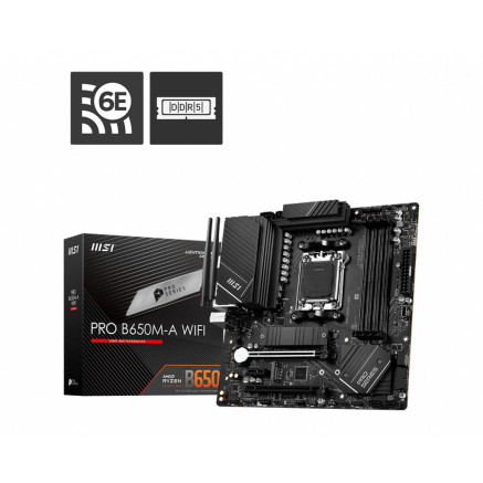 MSICM040530 MSI PRO B650M-A WIFI - MATX - AM5 - 4x DDR5 - HDMI - DP - 2x PCIE X16 - WIFI6E
