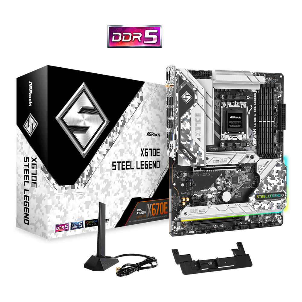 ASRCM040090 ASROCK X670E STEEL LEGEND - ATX - AM5 - 4x DDR5 - PCIE 5.0 - 4xM.2 ASRCM040090 ASROCK X670E STEEL LEGEND - ATX - AM5 - 4x DDR5 - PCIE 5.0 - 4xM.2