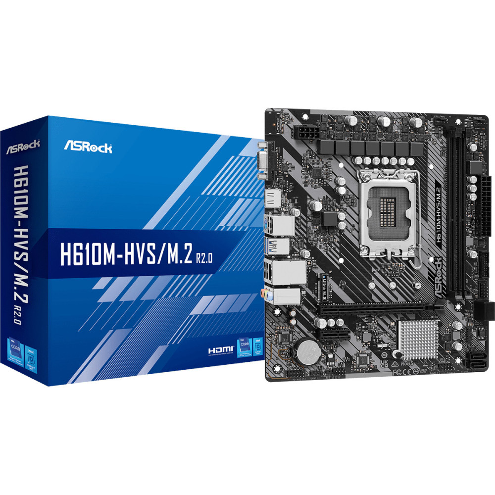 ASRCM040095 ASROCK H610M-HVS M.2 R2.0 - MATX - LGA 1700 - 2x DDR4 - HDMI - VGA - M.2 ASRCM040095 ASROCK H610M-HVS M.2 R2.0 - MATX - LGA 1700 - 2x DDR4 - HDMI - VGA - M.2
