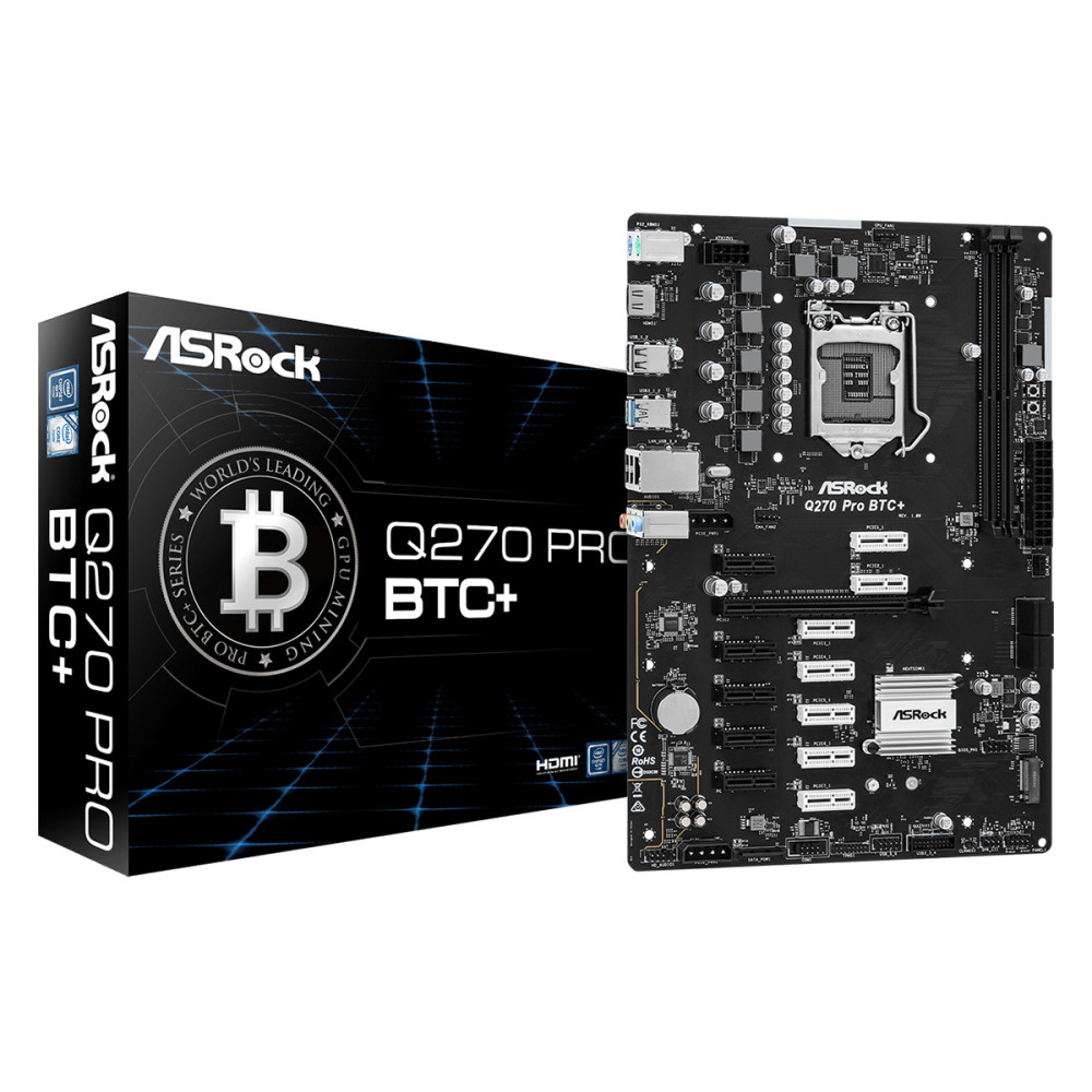 ASRCM039456 ASROCK Q270 PRO BTC+ - MINING ATX - LGA 1151 - 12x PCIE X1 ASRCM039456 ASROCK Q270 PRO BTC+ - MINING ATX - LGA 1151 - 12x PCIE X1